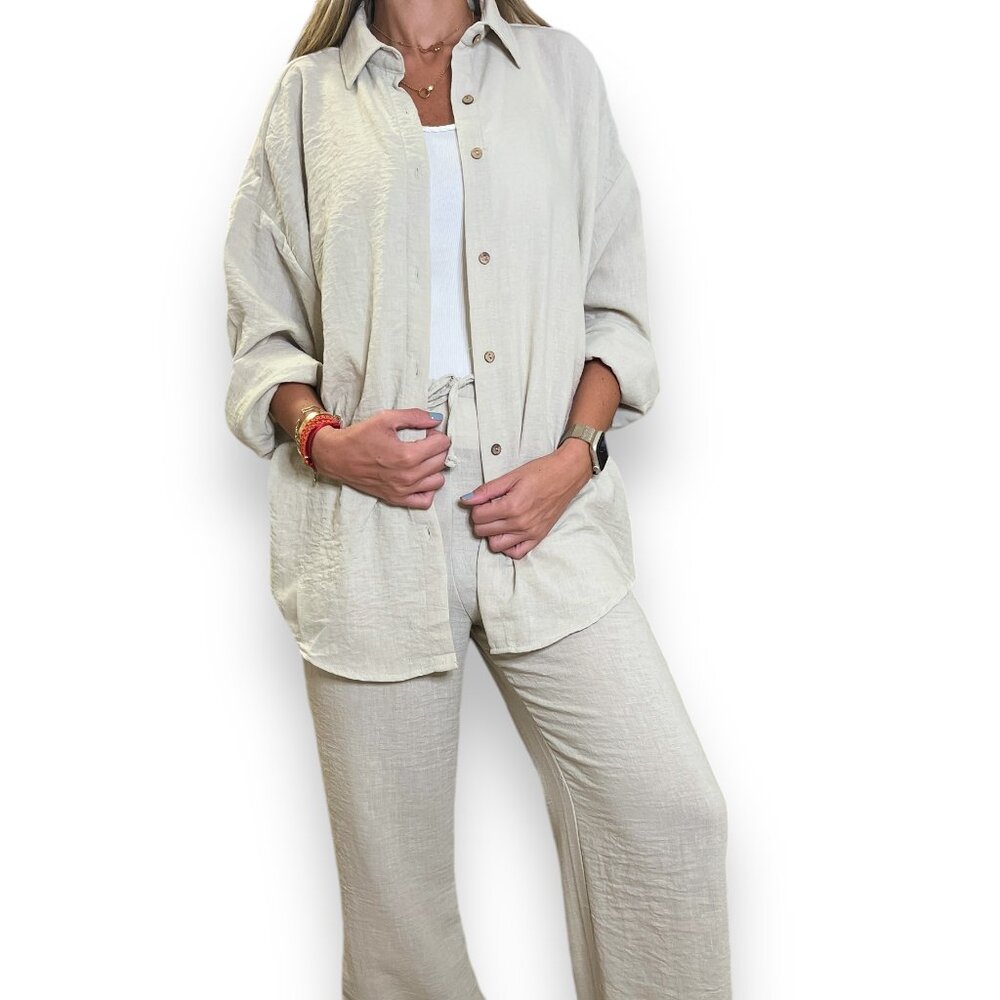 Chloe Linen Set in Ivory